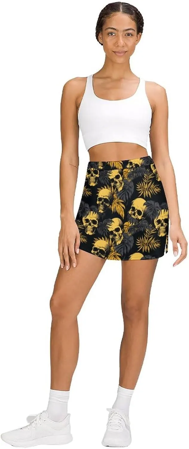 Cute White Polar Bear Women's Athletic Skirts Light Proof A-line Trouser Skirt with Shorts Pockets