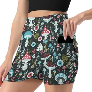 Cute White Polar Bear Women's Athletic Skirts Light Proof A-line Trouser Skirt with Shorts Pockets