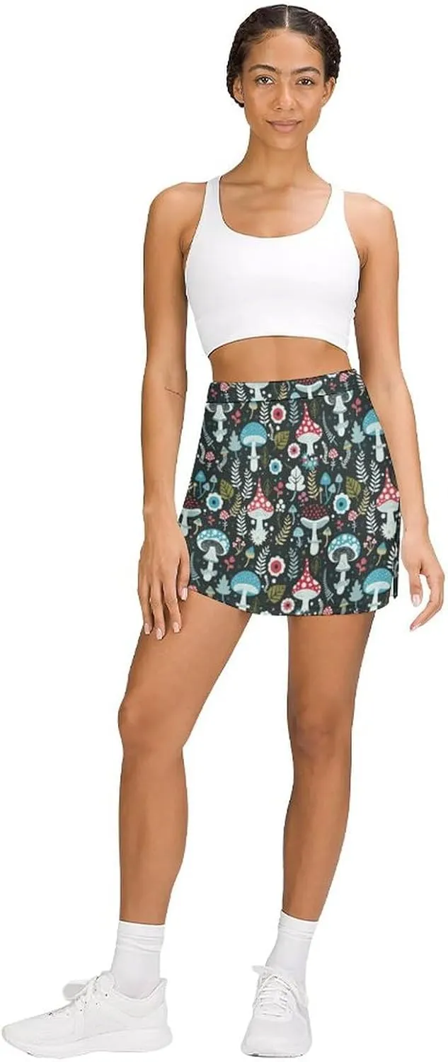 Cute White Polar Bear Women's Athletic Skirts Light Proof A-line Trouser Skirt with Shorts Pockets