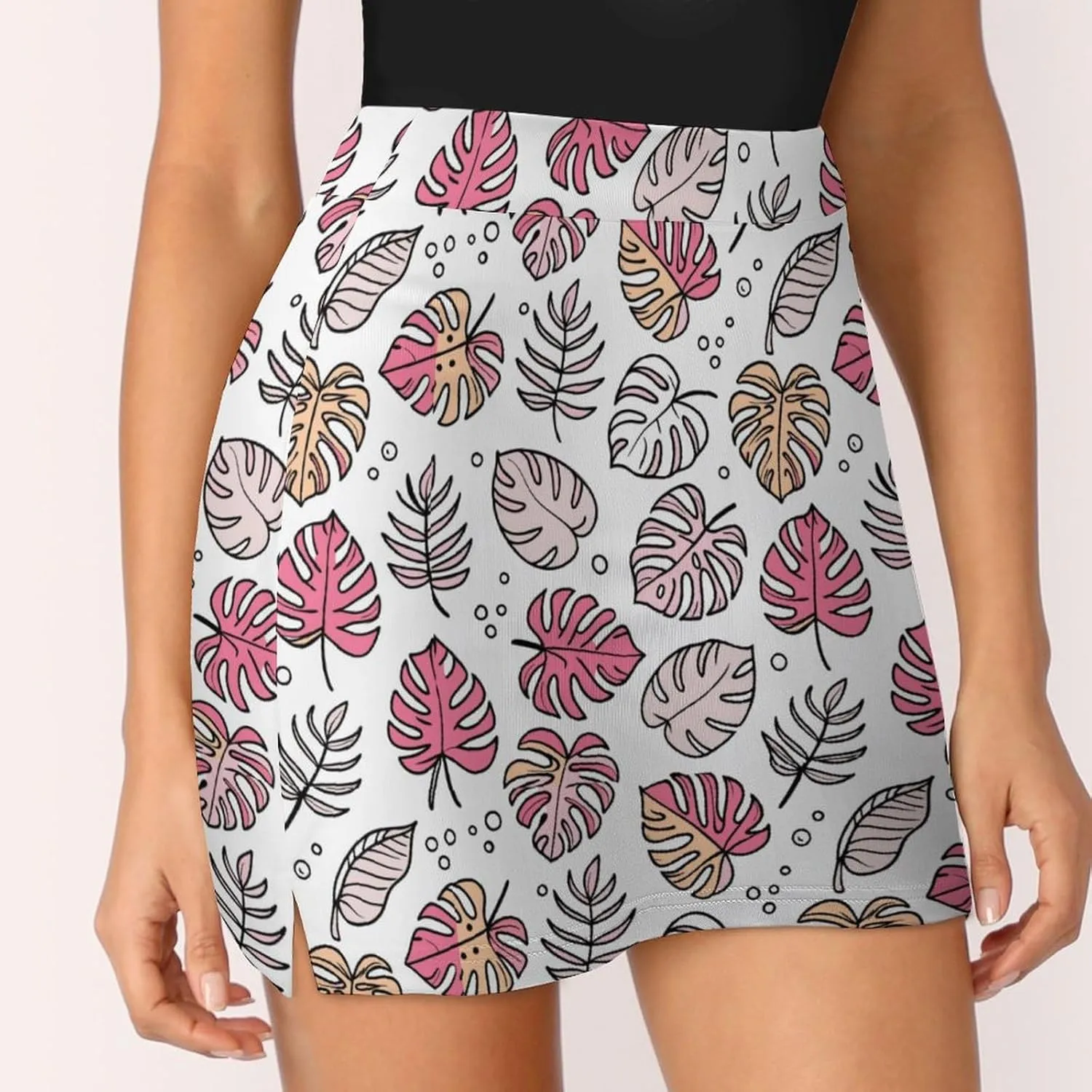 Cute White Polar Bear Women's Athletic Skirts Light Proof A-line Trouser Skirt with Shorts Pockets