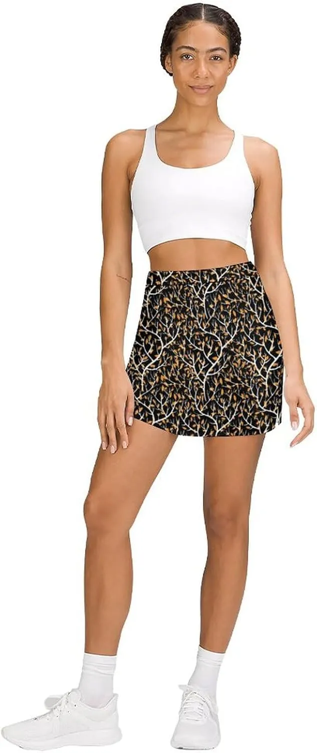 Cute White Polar Bear Women's Athletic Skirts Light Proof A-line Trouser Skirt with Shorts Pockets