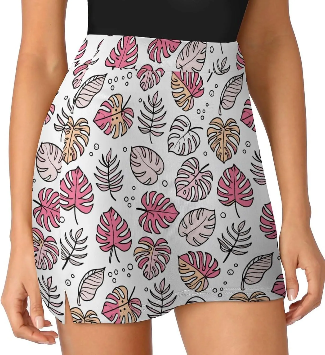 Cute White Polar Bear Women's Athletic Skirts Light Proof A-line Trouser Skirt with Shorts Pockets