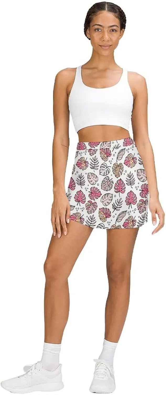 Cute White Polar Bear Women's Athletic Skirts Light Proof A-line Trouser Skirt with Shorts Pockets
