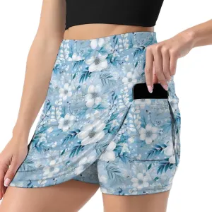 Cute White Polar Bear Women's Athletic Skirts Light Proof A-line Trouser Skirt with Shorts Pockets