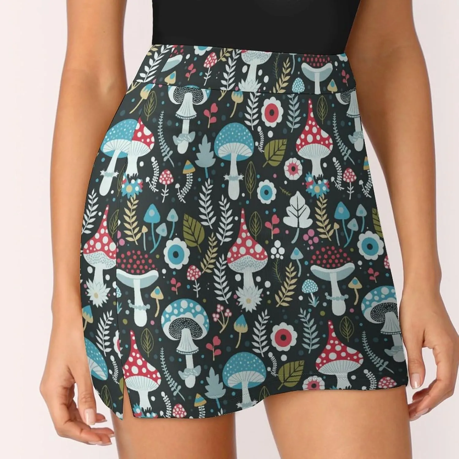 Cute White Polar Bear Women's Athletic Skirts Light Proof A-line Trouser Skirt with Shorts Pockets