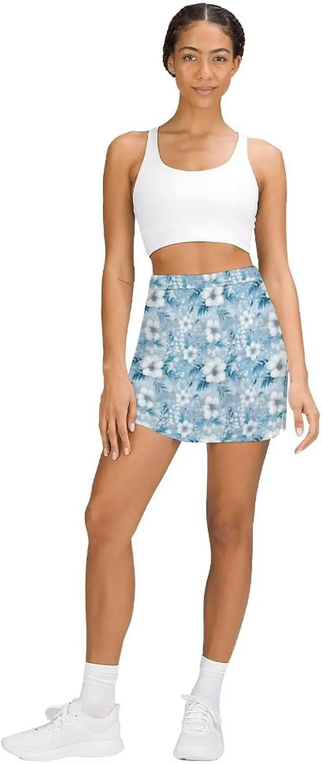 Cute White Polar Bear Women's Athletic Skirts Light Proof A-line Trouser Skirt with Shorts Pockets