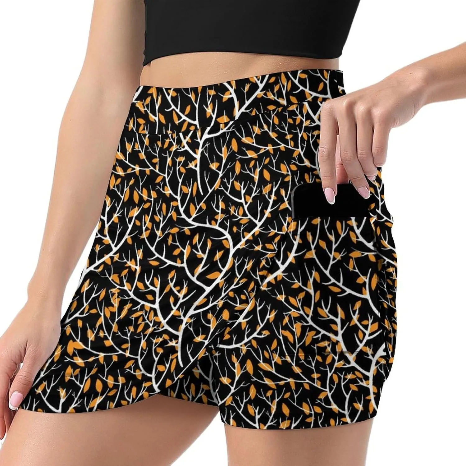 Cute White Polar Bear Women's Athletic Skirts Light Proof A-line Trouser Skirt with Shorts Pockets