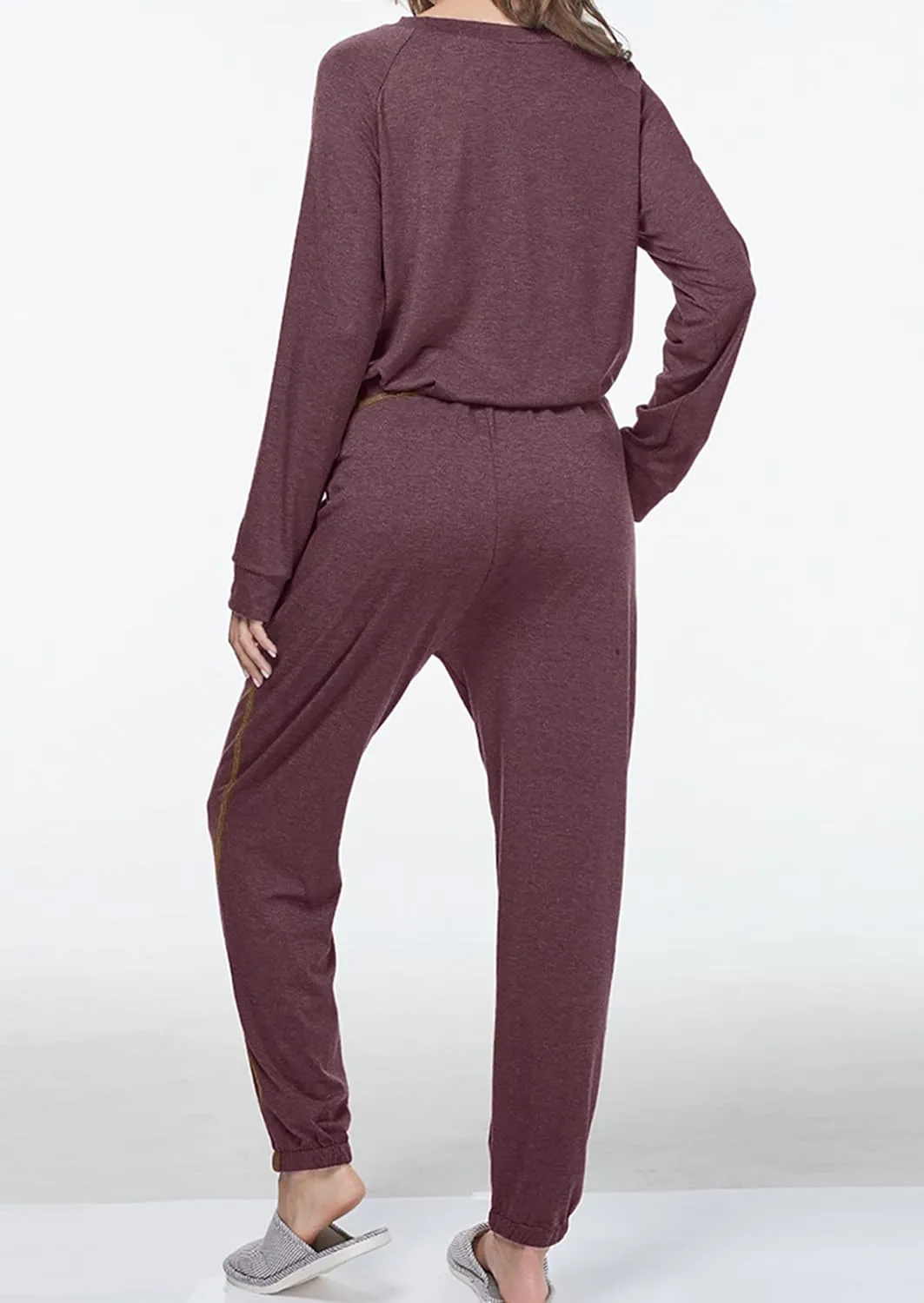 Cysincos Womens Sweatsuits 2 Piece Outfit Sweatpants Loungewear Jogger Pajama Set Long Sleeve Pullover Drawstring Pants