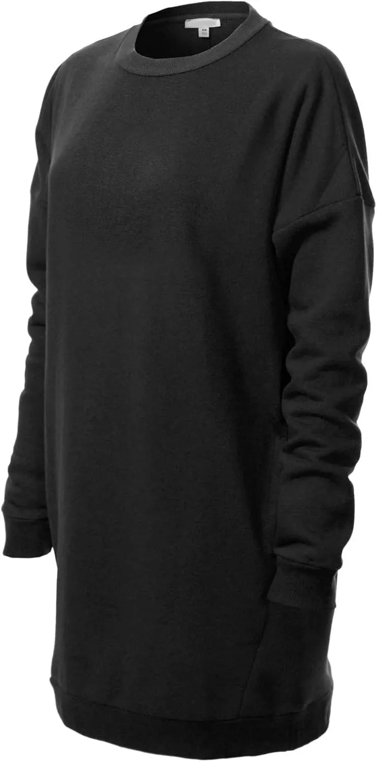 Design by Olivia Women's Casual Oversized Loose Fit Crewneck Long Sleeve Fleece Pullover Sweatshirts Tunic S~3X
