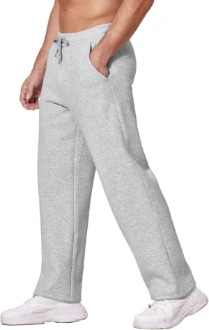 Deyeek Men's Fleece Lined Sweatpants Open Bottom Straight Leg Sweat Pants for Mens Loose Fit Joggers Sweatpants with Pockets