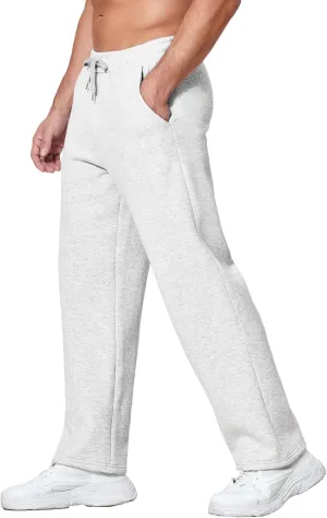 Deyeek Men's Fleece Lined Sweatpants Open Bottom Straight Leg Sweat Pants for Mens Loose Fit Joggers Sweatpants with Pockets