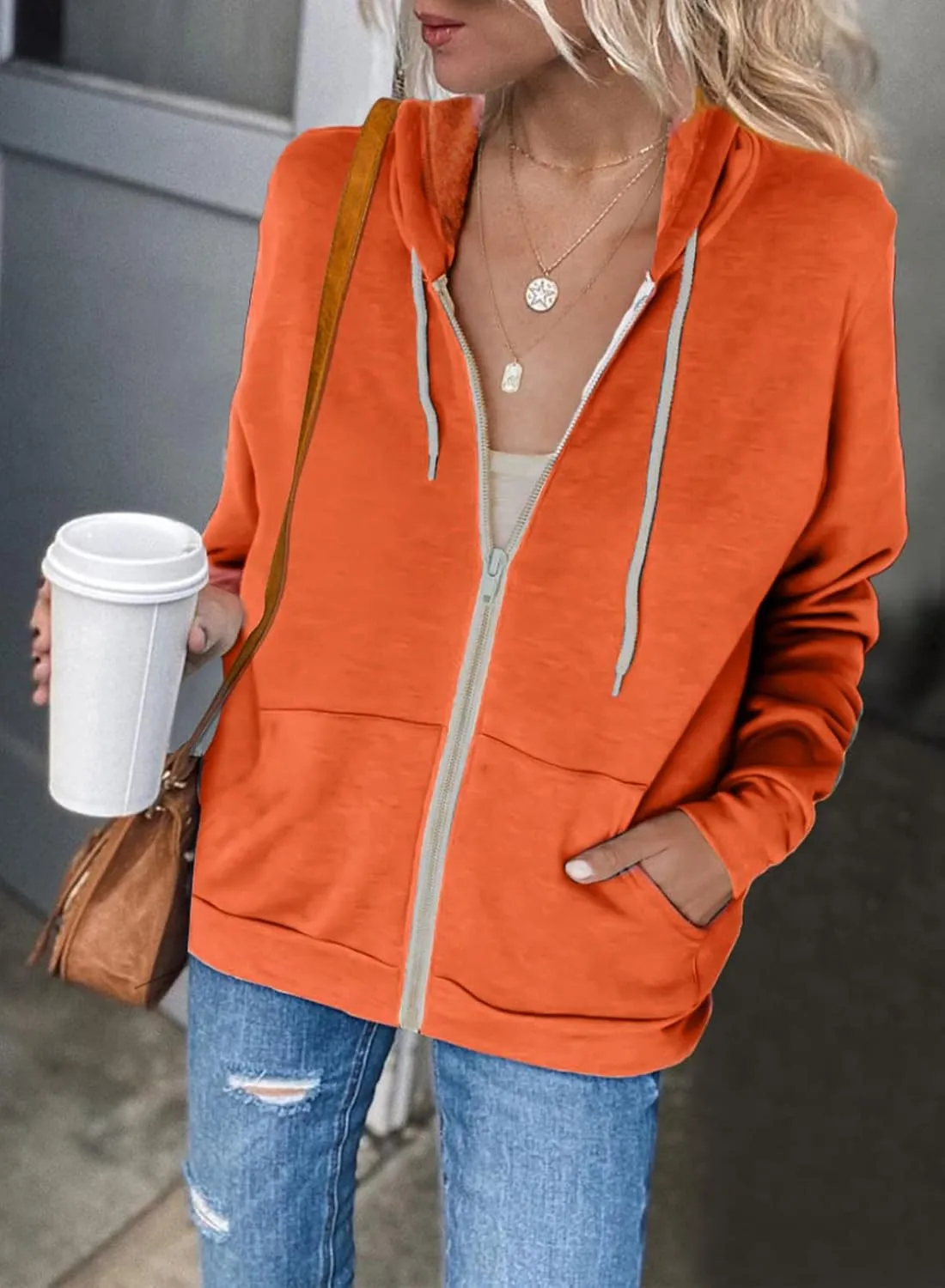 Dokotoo Women's Full Zip Up Hoodie Long Sleeve Hooded Sweatshirts Pockets Jacket Coat for Women