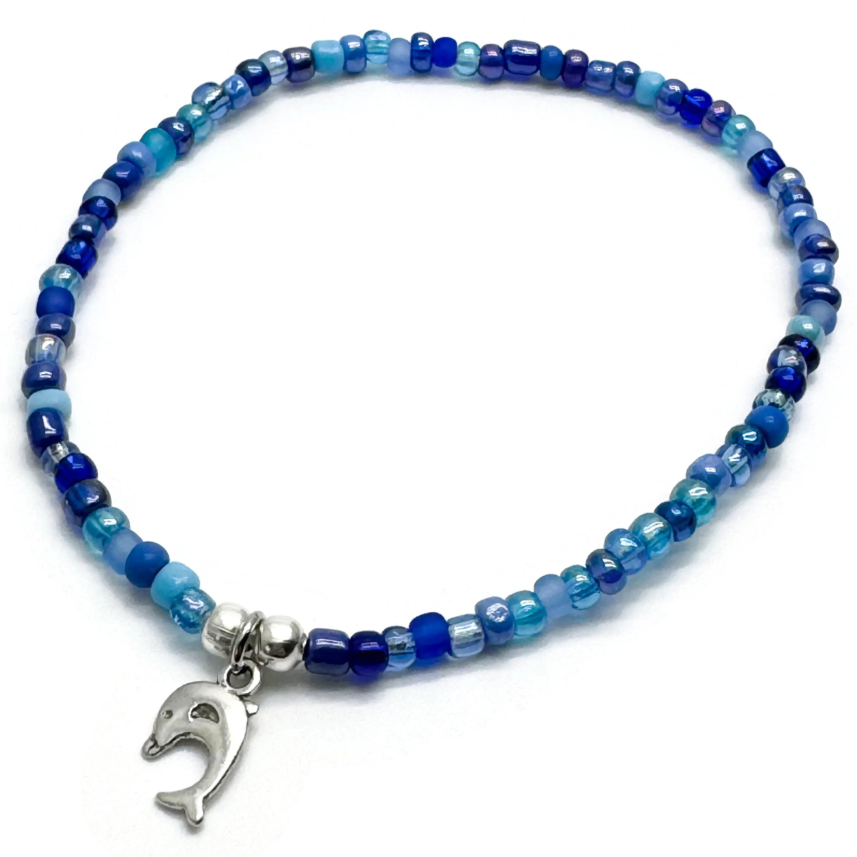 Dolphin Charm Seed Bead Anklet - Colour Choice