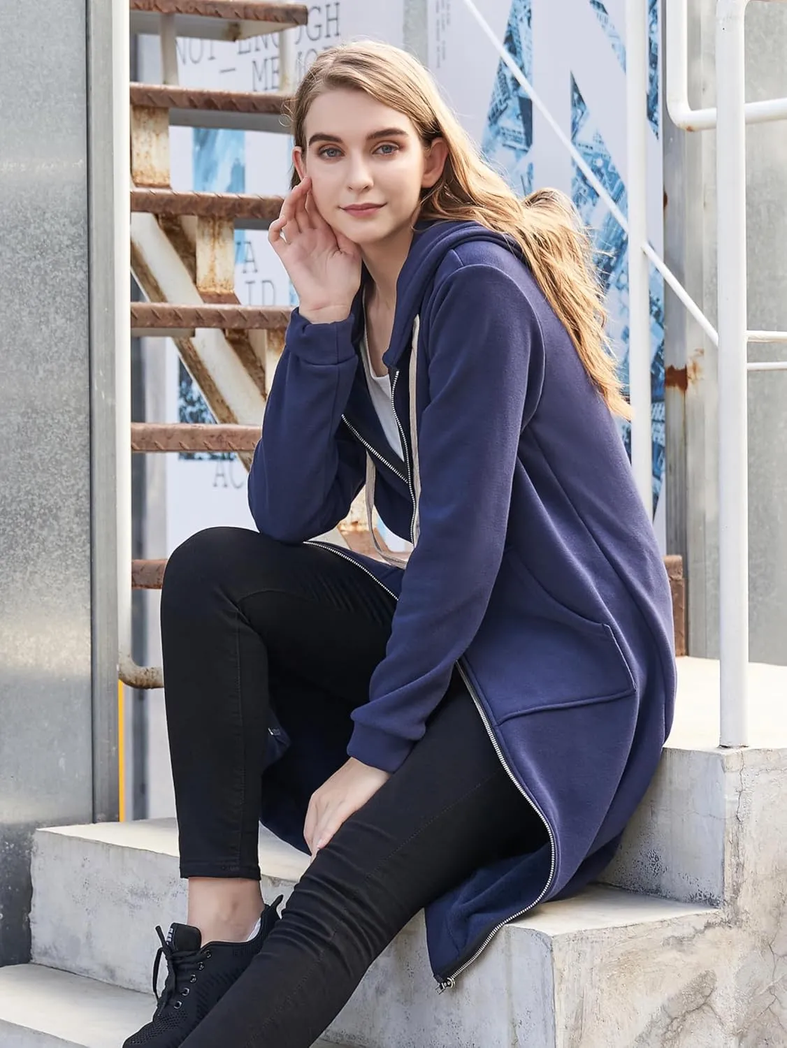 DUOYANGJIASHA Womens Hoodies Fashion Sweatshirts: Full Zip Up Winter Fleece Pullover Hoodies Fall Long Jackets with Pockets
