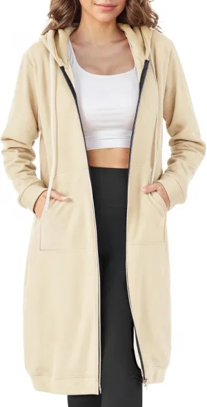 DUOYANGJIASHA Womens Hoodies Fashion Sweatshirts: Full Zip Up Winter Fleece Pullover Hoodies Fall Long Jackets with Pockets