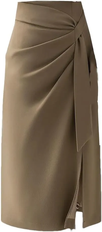 Dvbfufv Women Summer Fashion High Waist Solid Skirts Female Office Midi Skirts Ladies Formal Work Pencil Skirts