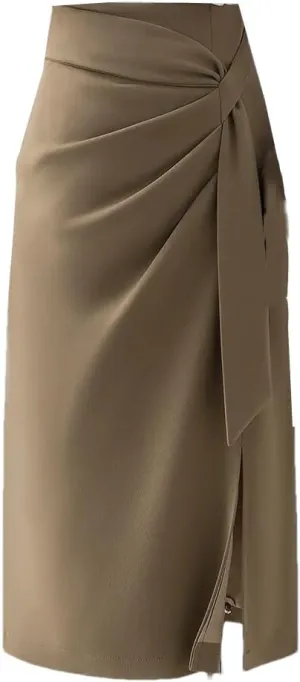Dvbfufv Women Summer Fashion High Waist Solid Skirts Female Office Midi Skirts Ladies Formal Work Pencil Skirts