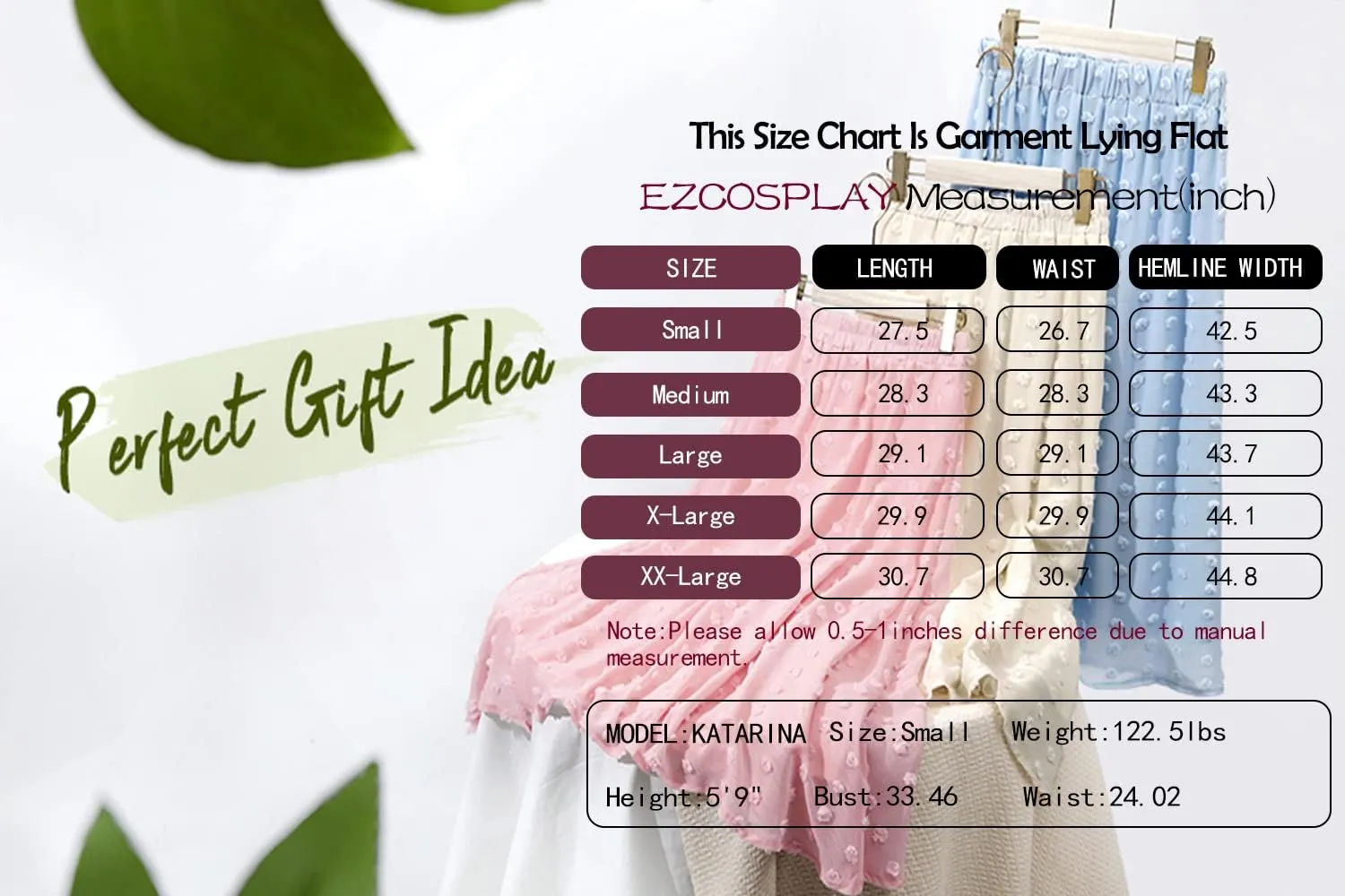 Ezcosplay Women's Boho Swiss Dot High Elastic Waist Pleated A-Line Midi Skirt