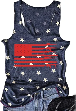 FAYALEQ American Flag Tank Tops Women USA Stars Stripes Sleeveless Vest 4th of July Patriotic Summer Tanks