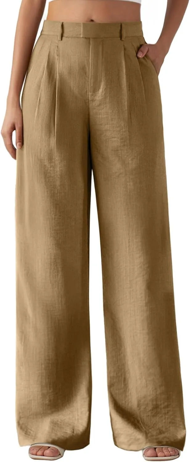 Feiersi Women's Wide Leg Pants Casual High Waisted Slacks Straight Dressy Pants Palazzo Trousers with Pockets