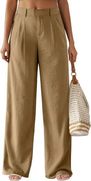 Feiersi Women's Wide Leg Pants Casual High Waisted Slacks Straight Dressy Pants Palazzo Trousers with Pockets