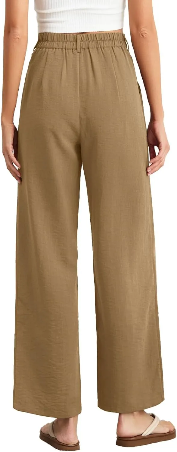Feiersi Women's Wide Leg Pants Casual High Waisted Slacks Straight Dressy Pants Palazzo Trousers with Pockets