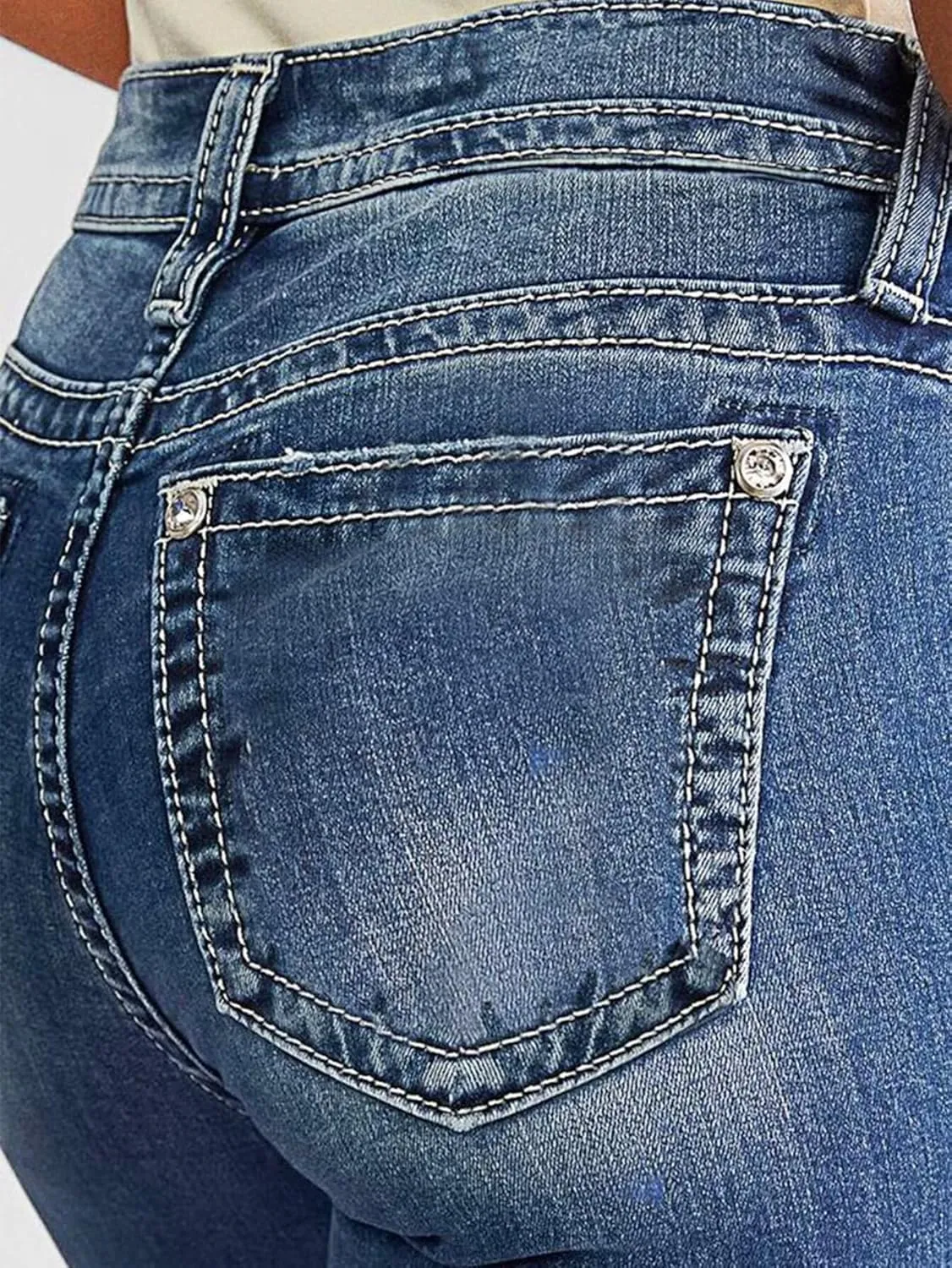 Flamingals Women's Butt Lifting Tummy Control Bootcut Jeans Skinny Leg Mid Rise Stretchy Denim Jeans