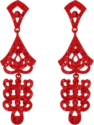 Flyonce Women's Vintage Style Art Deco Wedding Bridal Crystal Chandelier Dangle Earrings
