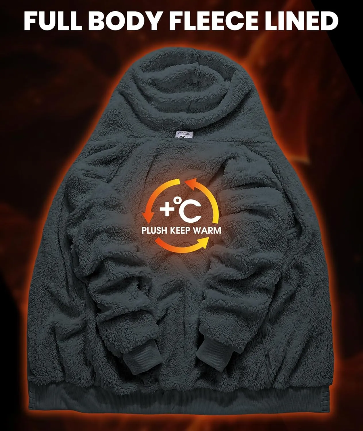 GEEK LIGHTING Mens Fleece Lined Hoodies Zip Up Waffle Knit Thicken Hooded Sweatshirts Winter Jackets