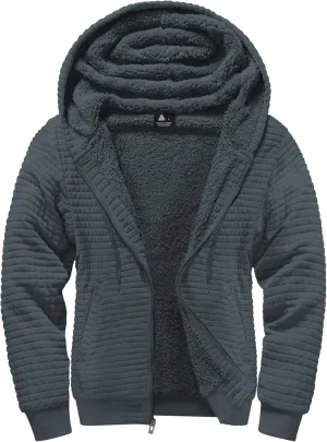 GEEK LIGHTING Mens Fleece Lined Hoodies Zip Up Waffle Knit Thicken Hooded Sweatshirts Winter Jackets