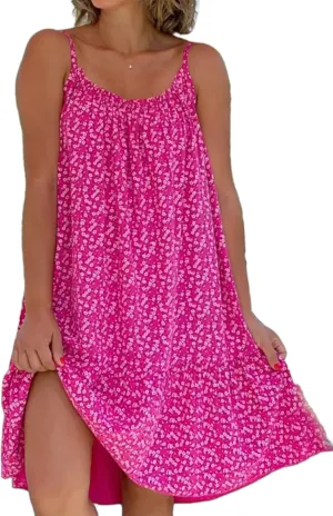 Geleglaer Sundresses for Women Sun Dresses Floral Midi Dress Casual Flowy Spaghetti Strap Dress 2024 Summer