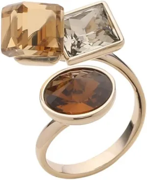 Geometric Crystal Statement Adjustable Open Ring for Women Girls Stacking Bezel Round Princess Cut Cube CZ Art Deco Finger Rings Comfort Fit Fashion Birthday Wedding Jewelry Size 8-10
