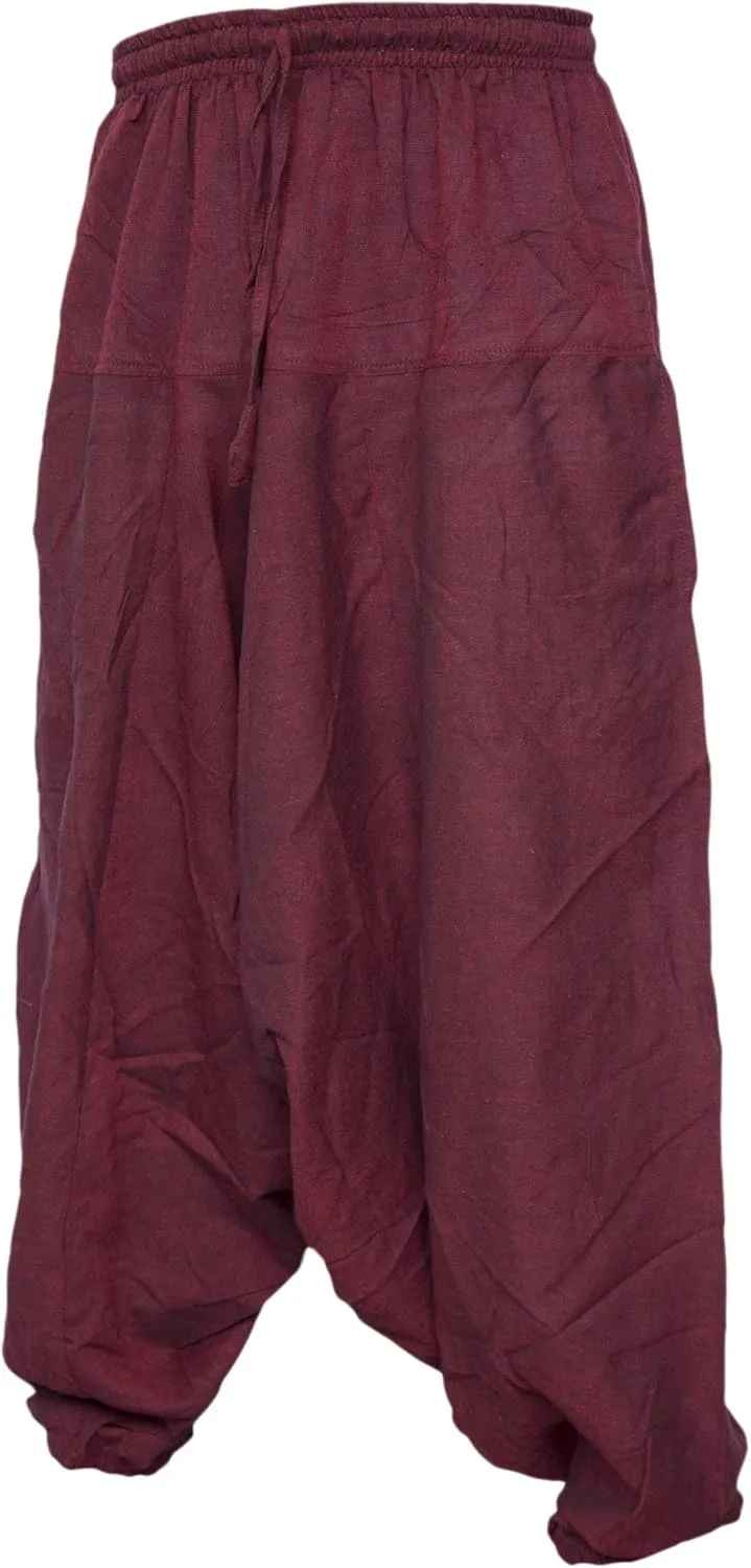 Gheri Men's Light Cotton Drop Crotch Ninja Aladdin Genie Harem Pants Trousers