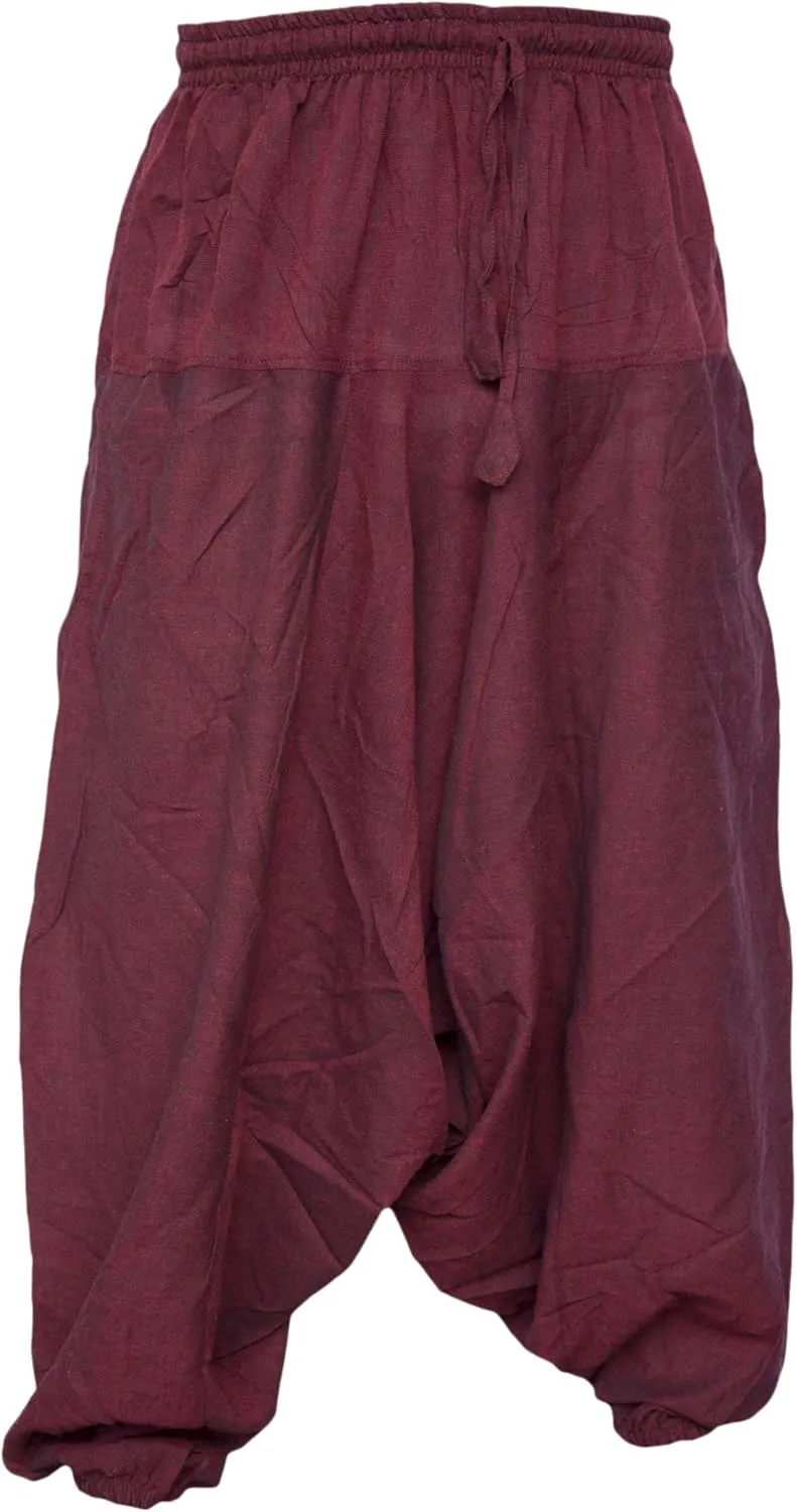 Gheri Men's Light Cotton Drop Crotch Ninja Aladdin Genie Harem Pants Trousers