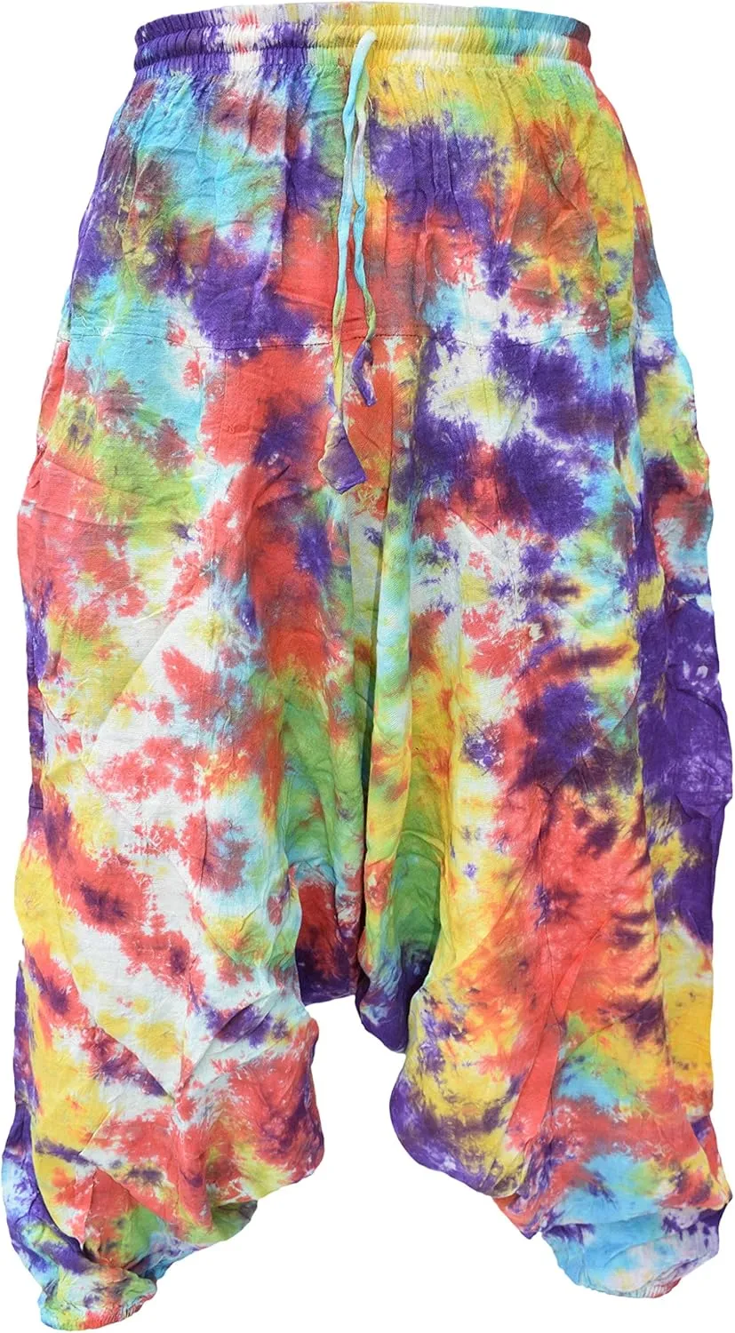 Gheri Men's Light Cotton Drop Crotch Ninja Aladdin Genie Harem Pants Trousers