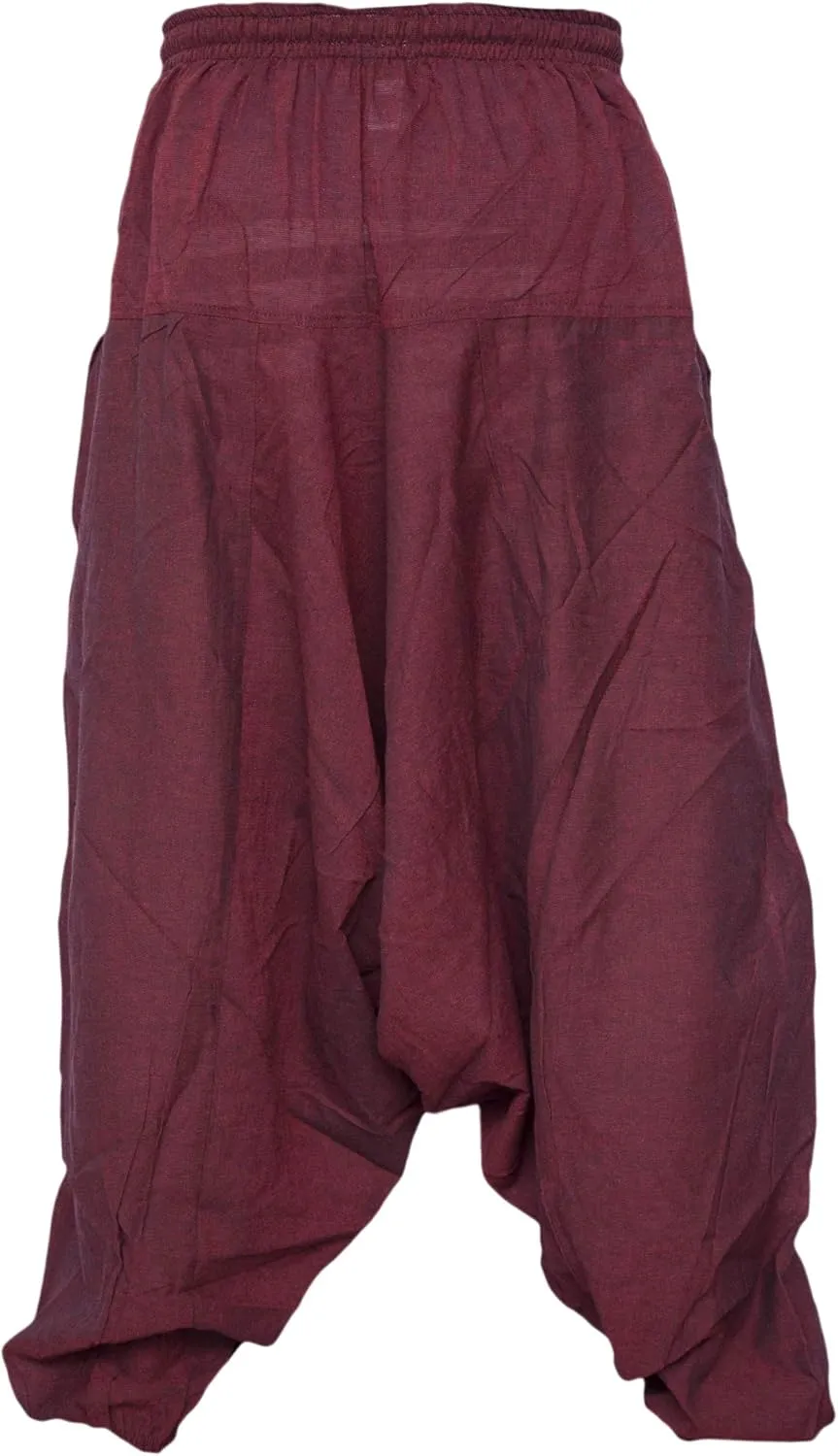 Gheri Men's Light Cotton Drop Crotch Ninja Aladdin Genie Harem Pants Trousers