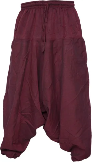 Gheri Men's Light Cotton Drop Crotch Ninja Aladdin Genie Harem Pants Trousers