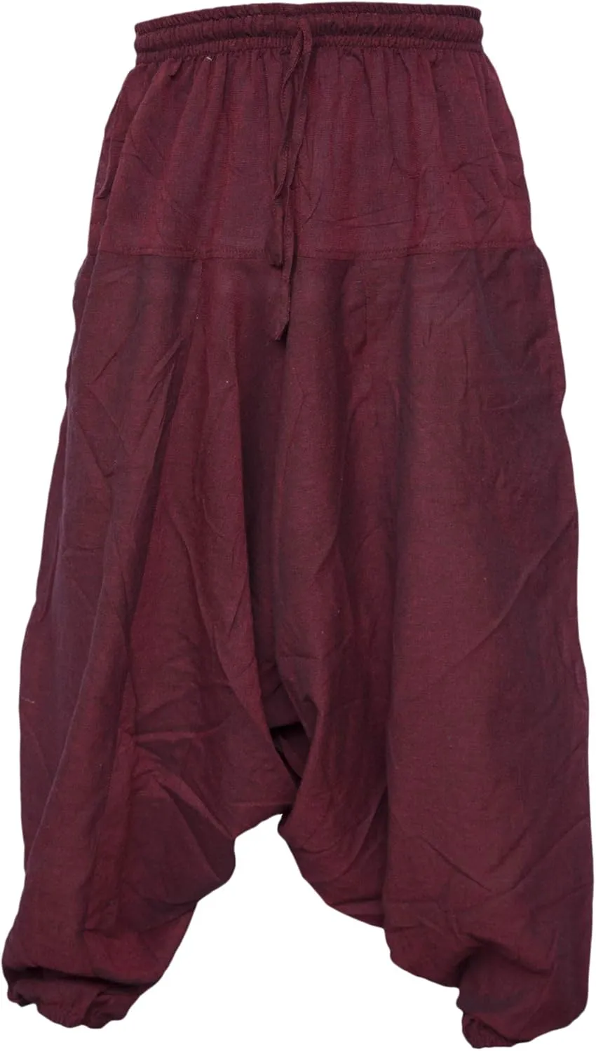Gheri Men's Light Cotton Drop Crotch Ninja Aladdin Genie Harem Pants Trousers