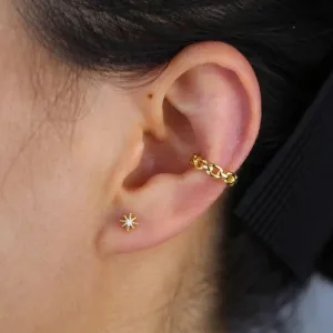 Gold Cuban Link Chain Ear Cuff Earring no Piercing Clip on Earrings 1 Piece