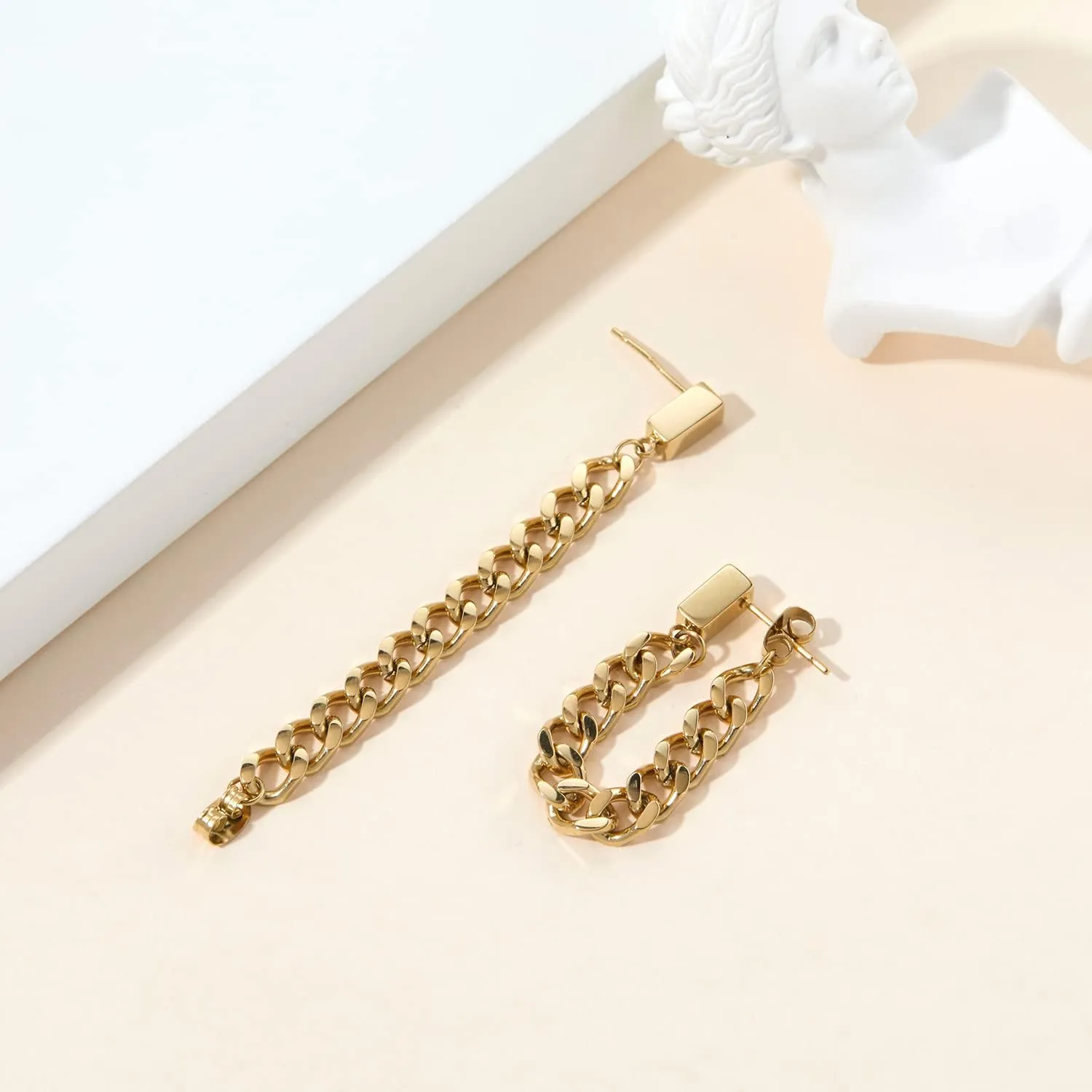 Gold Link Tassel Earrings for Women 14K Gold Plated CZ Link Chain Tassel Earrings Silver Drop Dangle Earring Ears Jewelry Gifts
