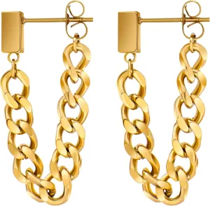 Gold Link Tassel Earrings for Women 14K Gold Plated CZ Link Chain Tassel Earrings Silver Drop Dangle Earring Ears Jewelry Gifts