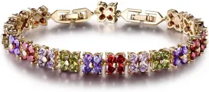 GULICX Fashion Tennis Bracelet Swarovski Elements Crystal Round Crystal Red Bracelet Gold Plated