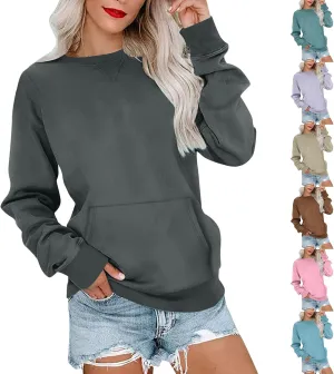 Gumipy Oversized Sweatshirt for Women Trendy Long Sleeve Crewneck Sweatshirts Sweater Casual Fleece Tunic Sweatshirts No Hood