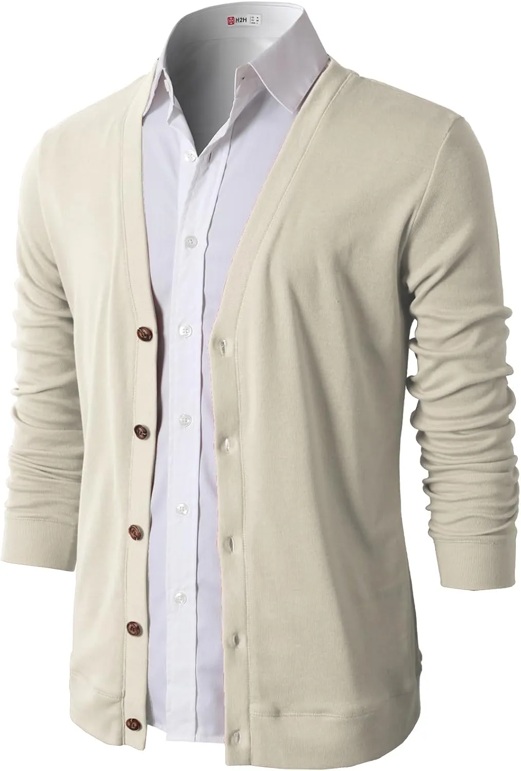 H2H Mens Casual Slim Fit Cardigans V-Neck Basic Designed Long Sleeve Button Down