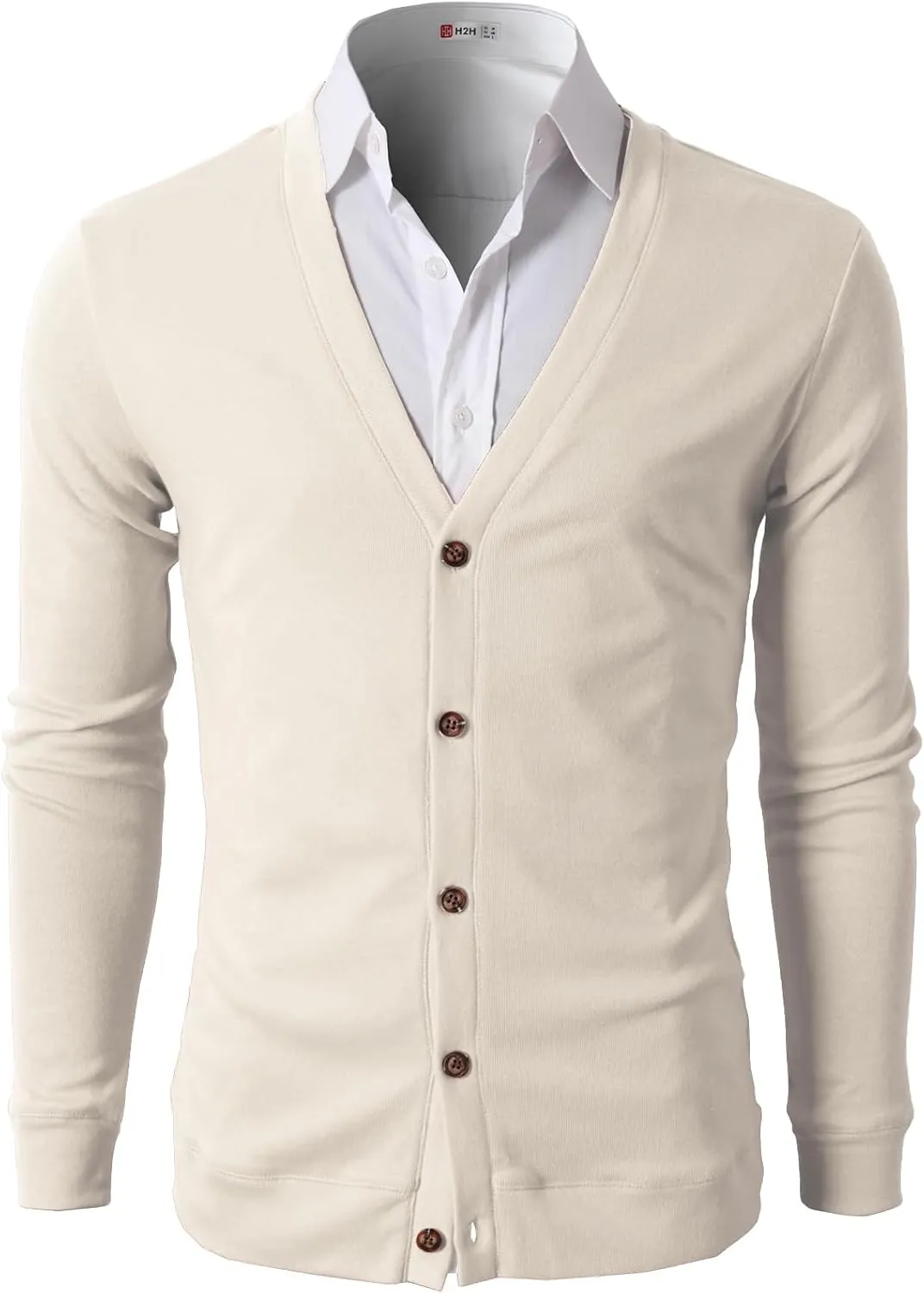 H2H Mens Casual Slim Fit Cardigans V-Neck Basic Designed Long Sleeve Button Down