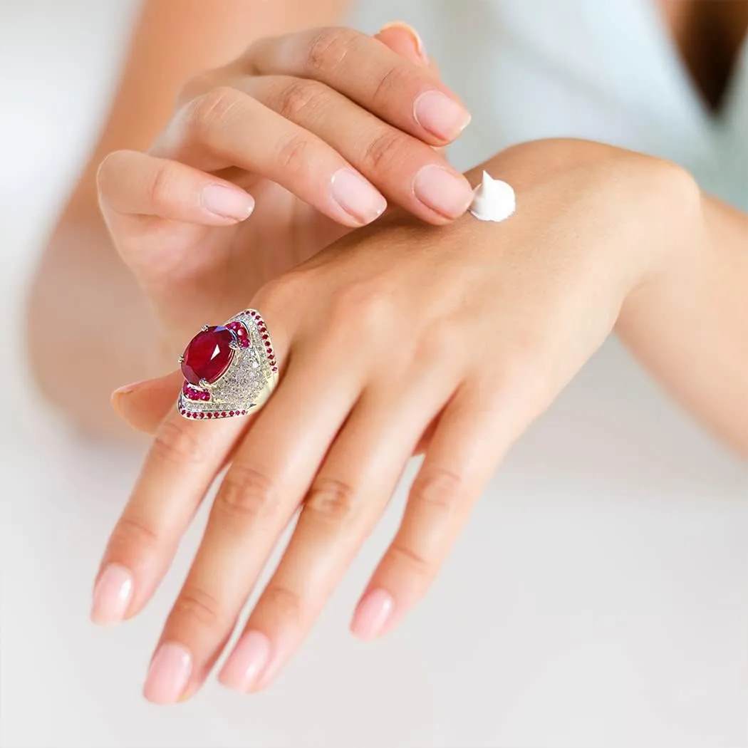 HAIXIAN Red Gemstone Ring for Women,Platinum Plated Crystal Ring Jewelry for Her