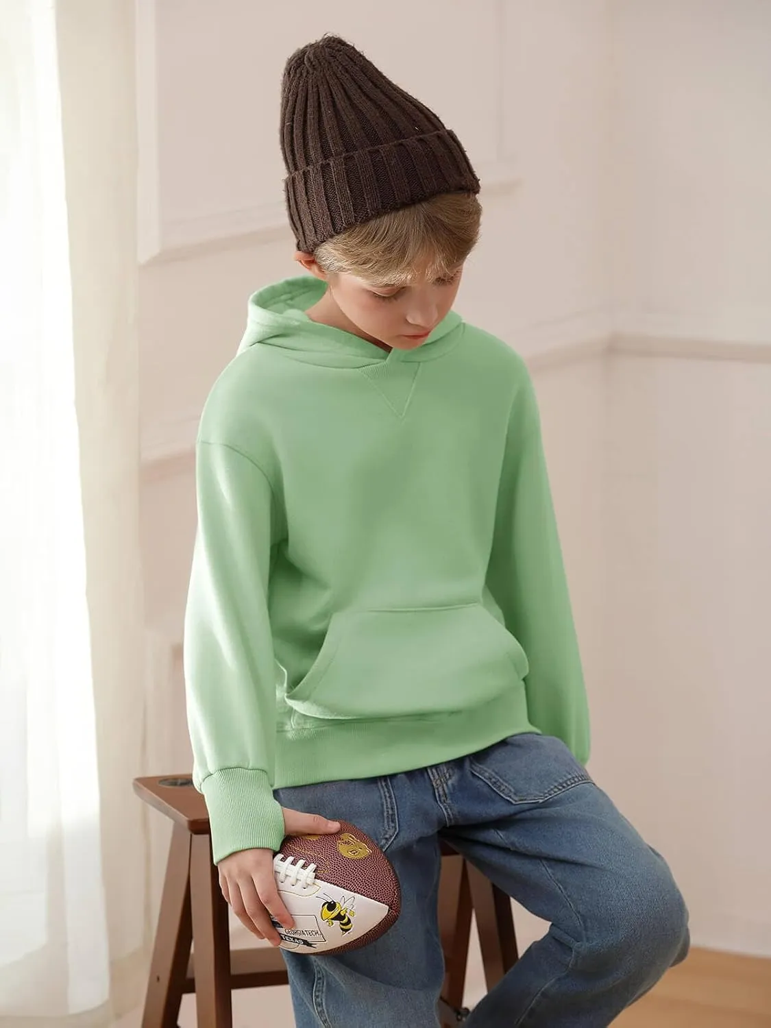 Haloumoning Boys' Fleece Hooded Sweatshirt Kids Long Sleeve Pullover Hoodies with Pocket 4-14Y