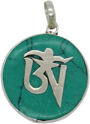 Handmade Tibetan Turquoise, Coral, Lapis Om Pendant from Nepal