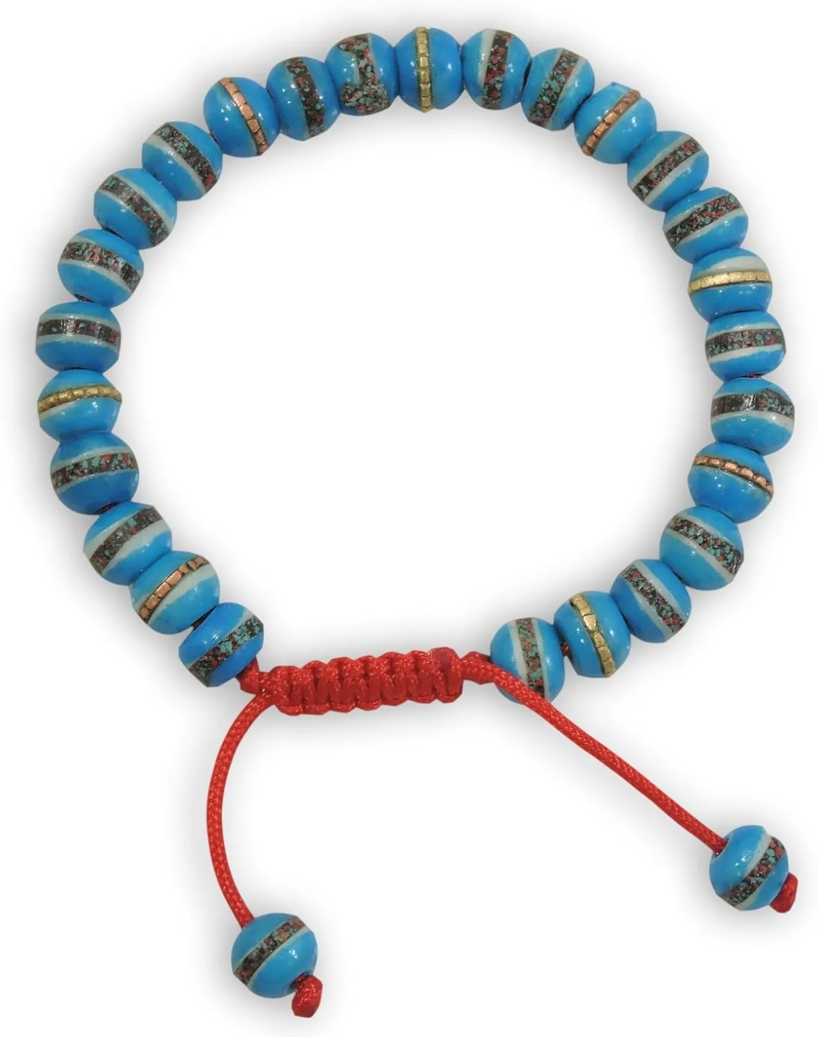 Hands Of Tibet Tibetan Prayer Mala Embedded Medicine Bracelet Yoga Healing Beads Adjustable Wrist Mala for Meditation Many Color Choices (Sky Blue)
