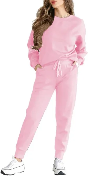 HBQ Sweatsuits For Women Sets 2 Piece Outfits Crewneck Sweatshirts Pullover Tops And Jogger Pants Tracksuits Lounge Set